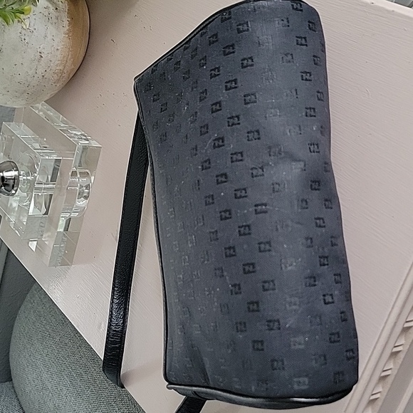 Vintage FENDI Black Leather & Canvas Crossbody Bag - Picture 11 of 16